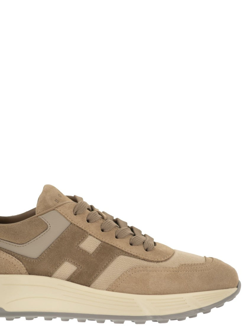 Hogan Fluid Suede And Fabric Sneakers