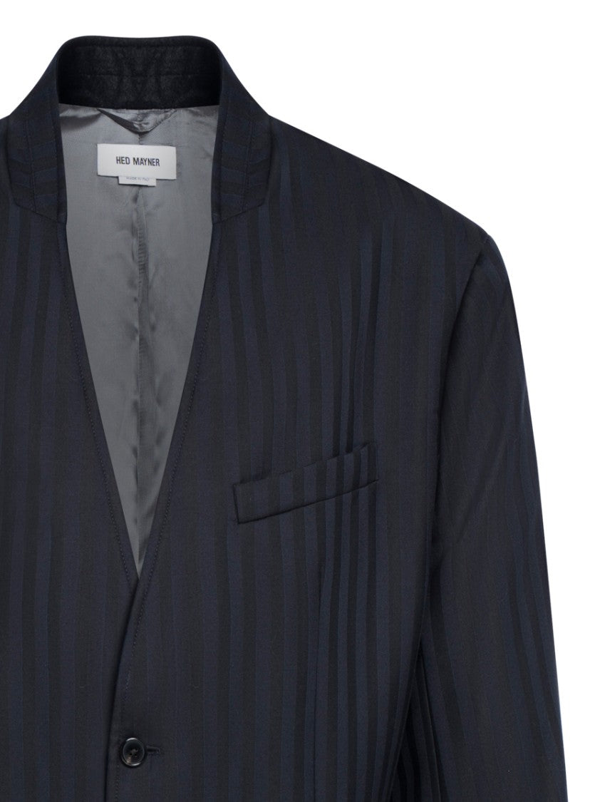 Hed Mayner Single-Breasted Virgin Wool Blazer With Stripes