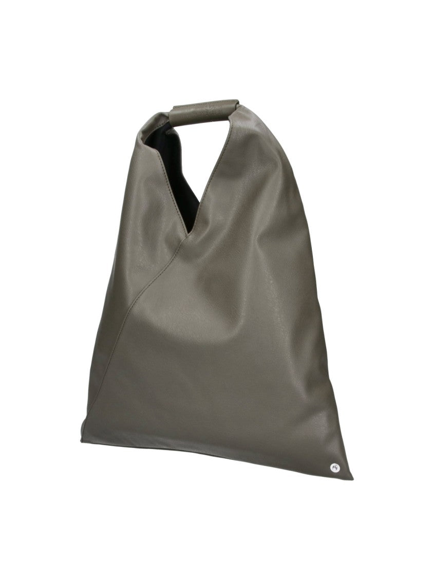 Mm6 By Maison Margiela Green Mini Japanese Faux Leather Triangular Tote Bag