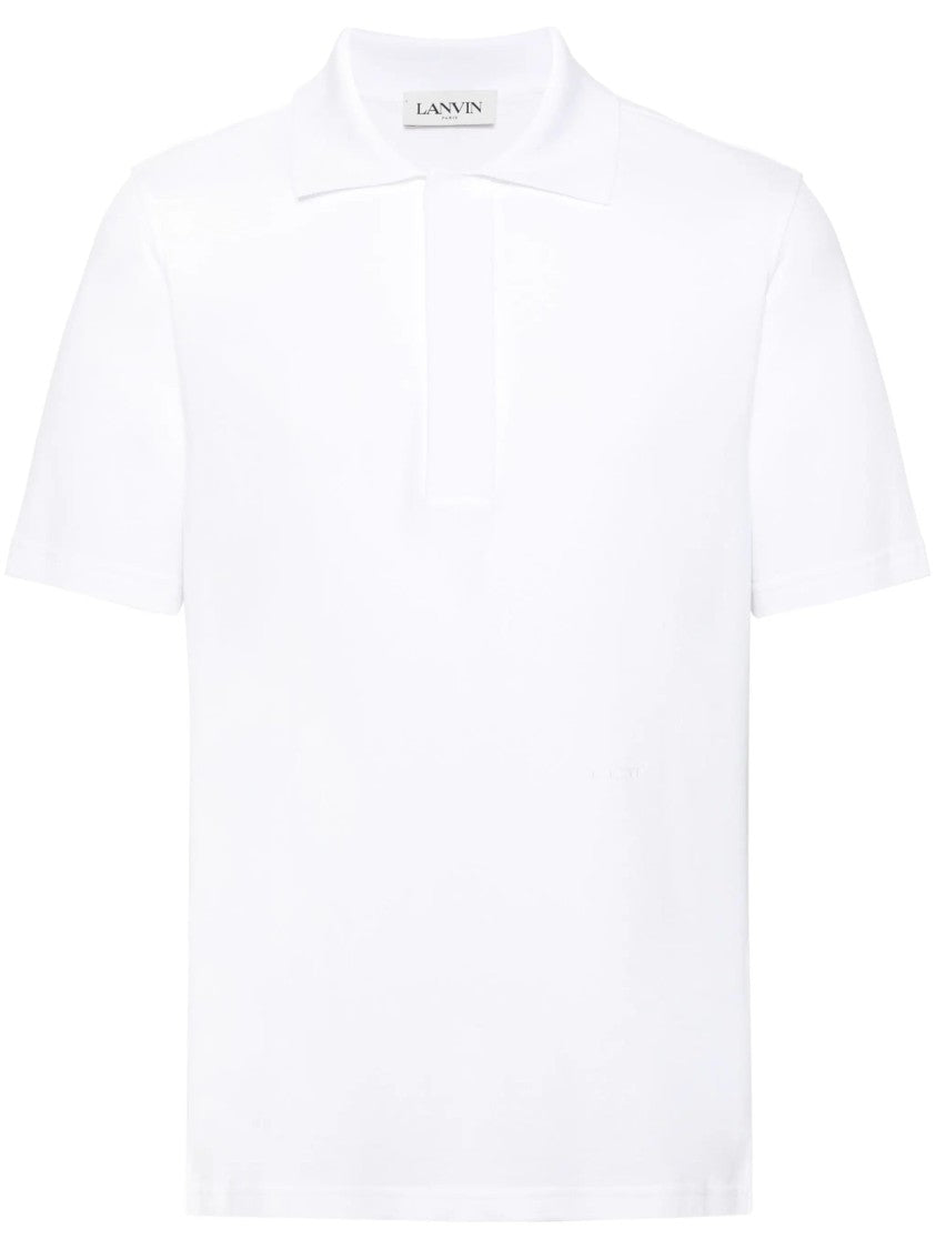 Lanvin White Minimalist Concealed Placket Short-Sleeve Cotton Polo Shirt
