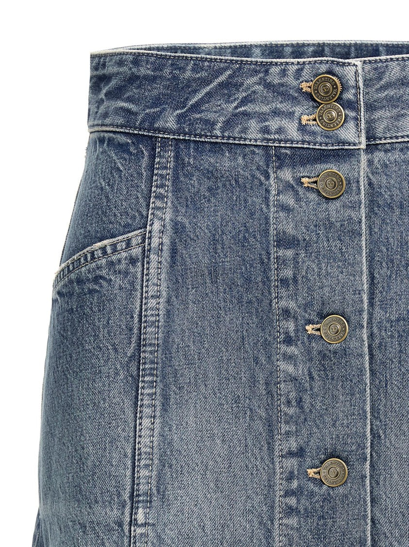 Valentino Garavani Cotton Denim Mini Skirt With Trimming Detail
