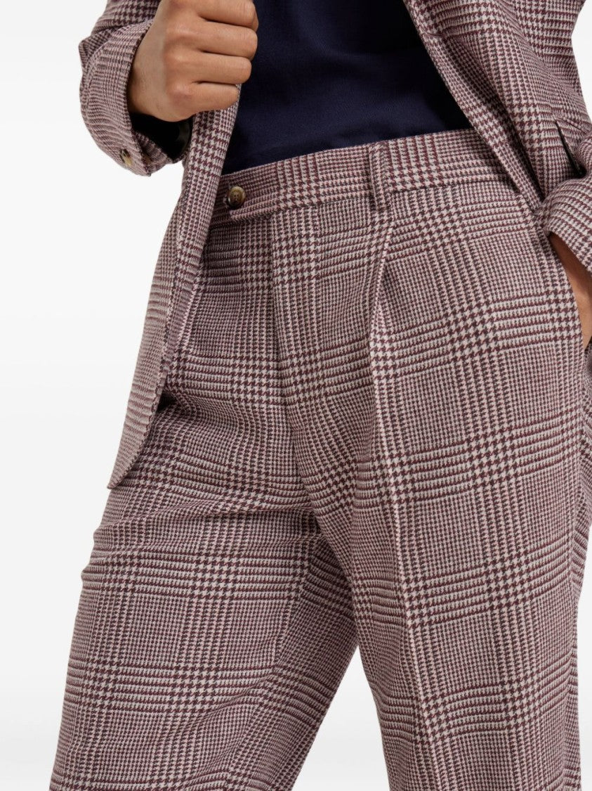 Brunello Cucinelli Slim-Fit Checkered Trousers With Cuffed Hems