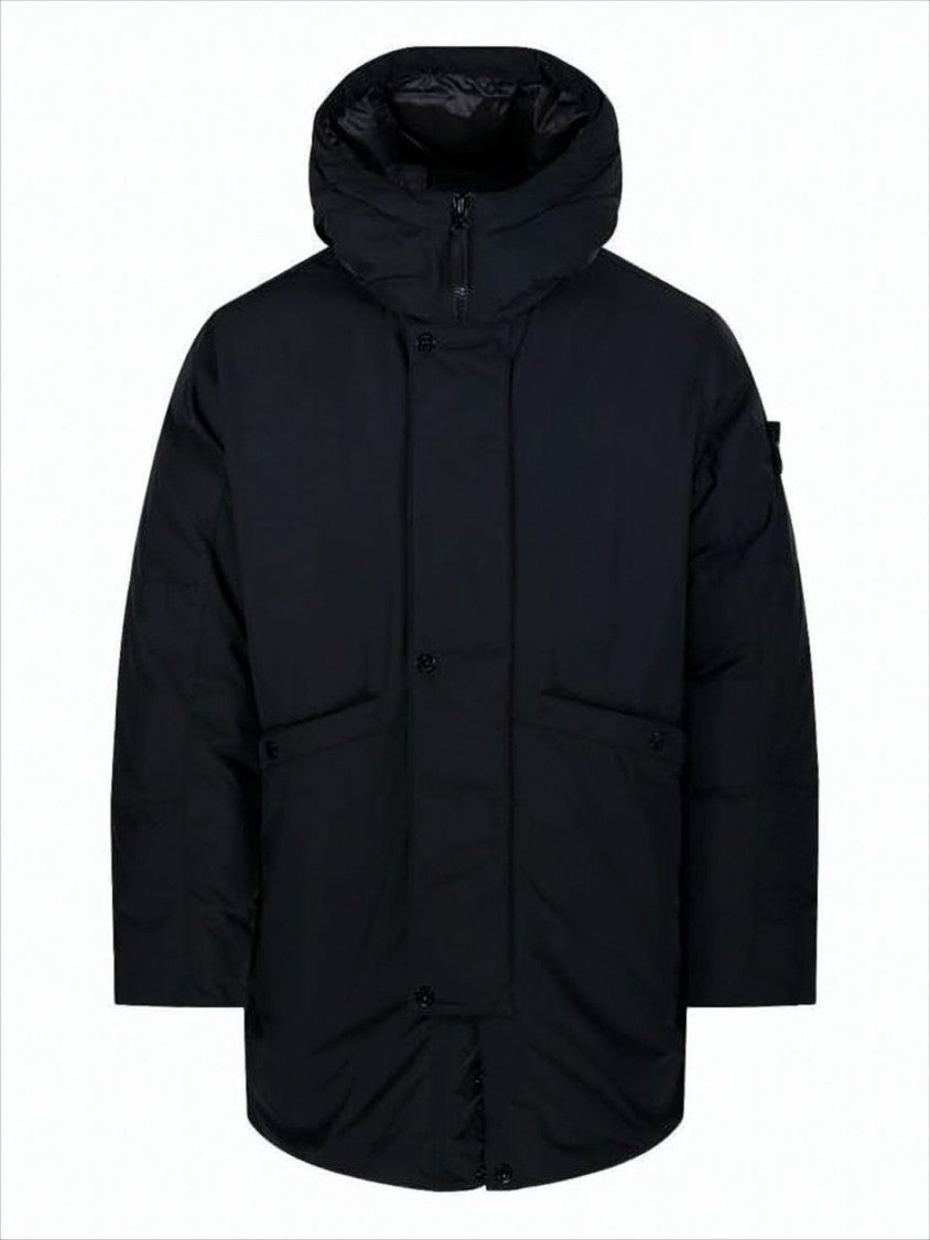 Stone Island Padded Casual Jacket With High Collar And Hood