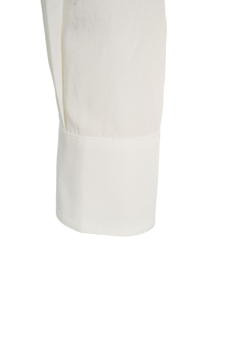 Viktoria Chan Draped Collar Blouse With Buttoned Cuffs