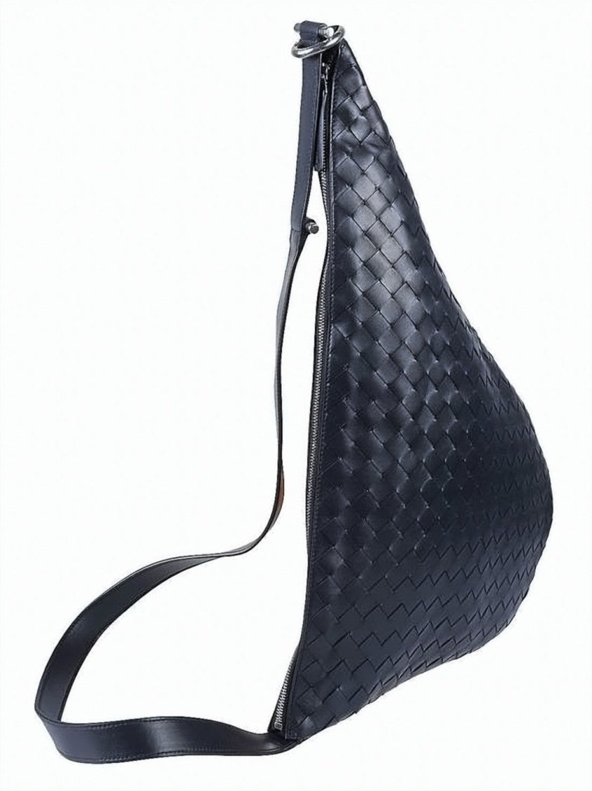 Bottega Veneta Triangular-Shaped Messenger Bag With Woven Calf Leather Exterior