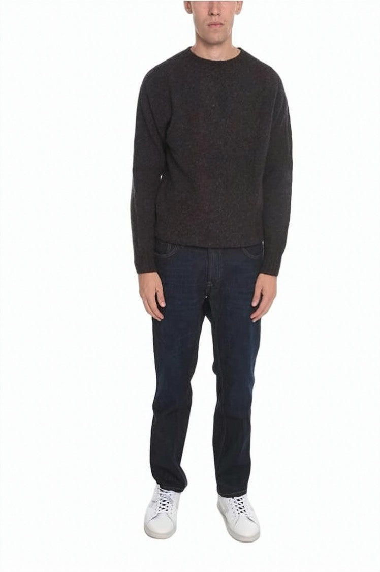 Howlin Textured Knit Wool Sweater With Crew Neckline And Classic Cuffs