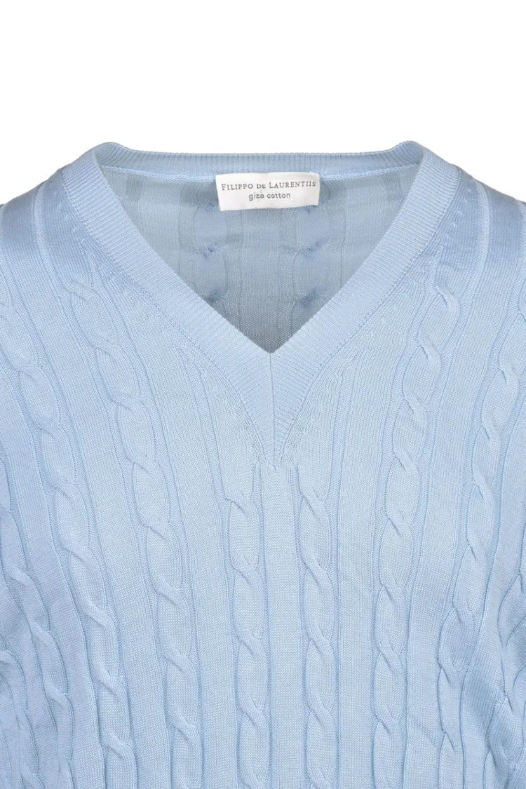 Filippo De Laurentiis Light Blue Cotton Men's Sweater