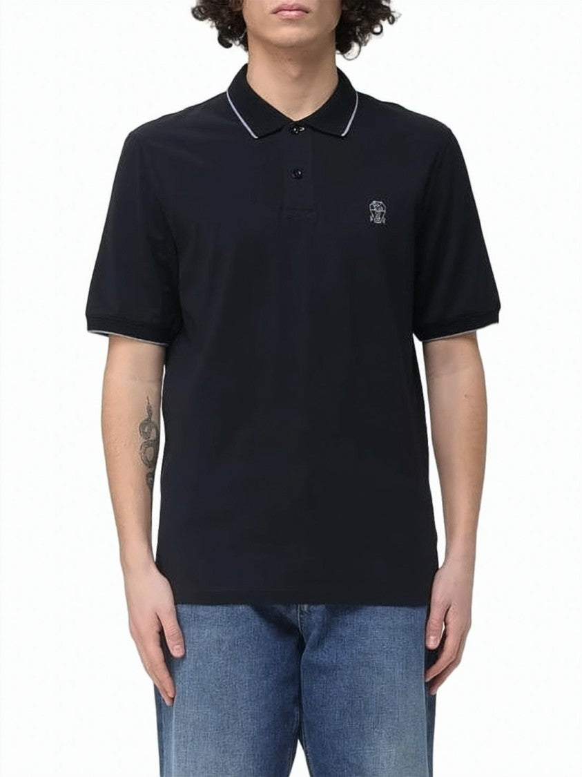 Brunello Cucinelli Short-Sleeve Polo Shirt With Contrast Piping