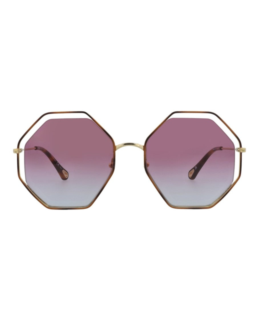 Chloé Square-Frame Metal Sunglasses