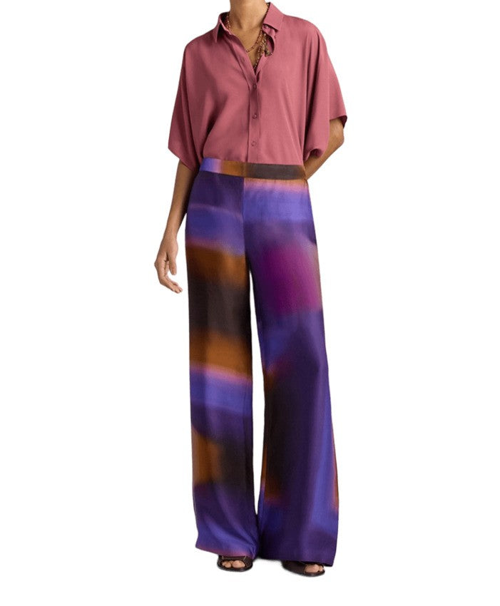 Momonì Printed Viscose Wide-Leg Trousers
