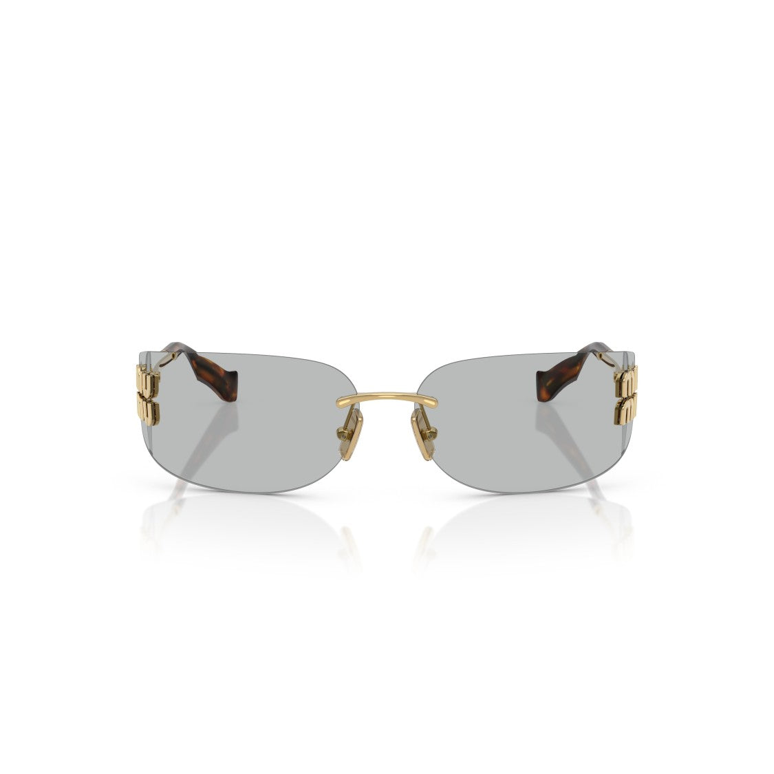 Miu Miu Rimless Sunglasses With Rectangular Grey Lenses