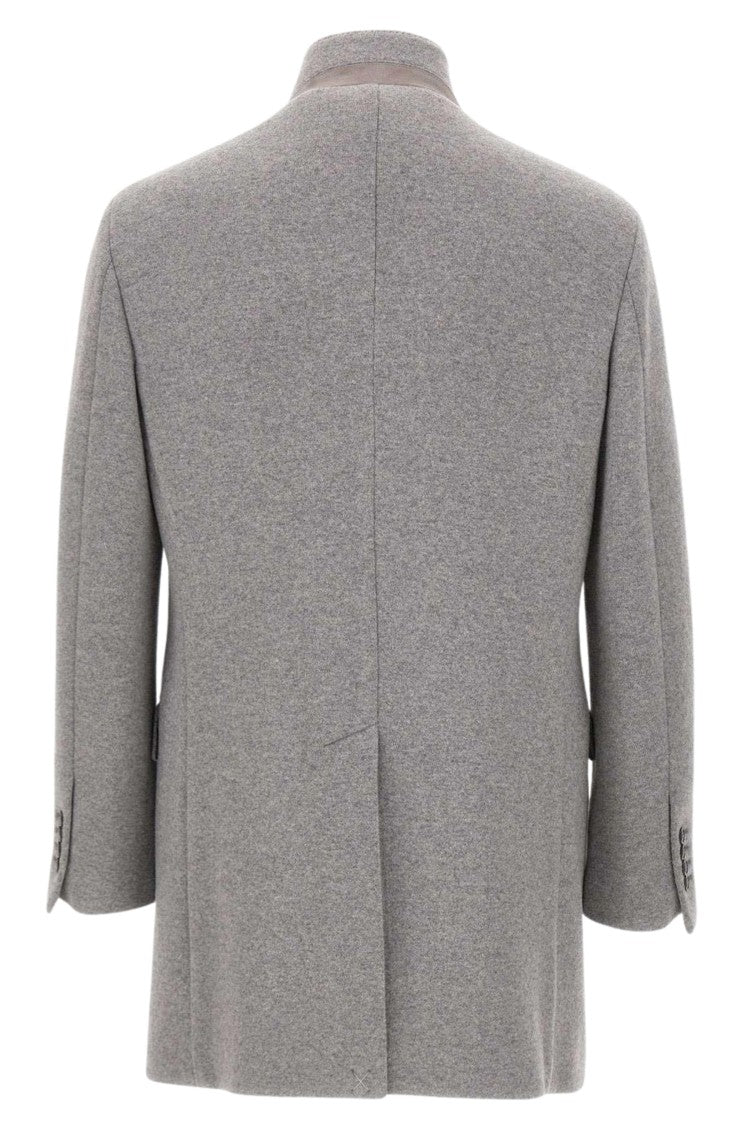 Fay High Collar Gray Virgin Wool Coat