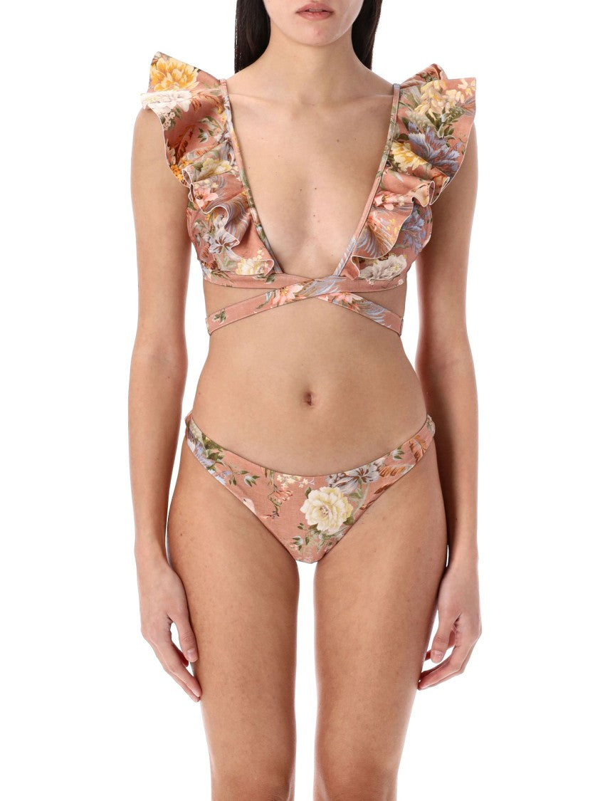 Zimmermann Tallow Wrap Ruffle Bikini