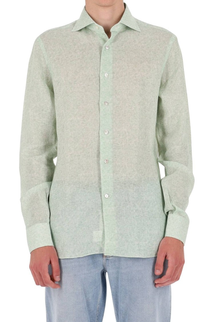 Borriello Green Melange Linen Shirt