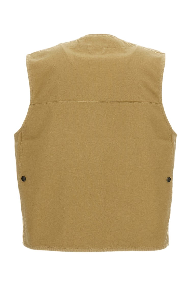 Filson Boxy Cotton Vest With Utility Pockets And Snap Closure