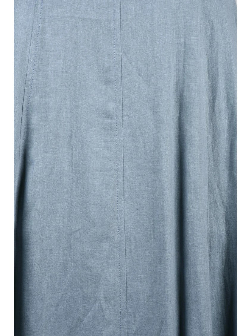 Eleventy Sage Green Flared Long Linen Dress