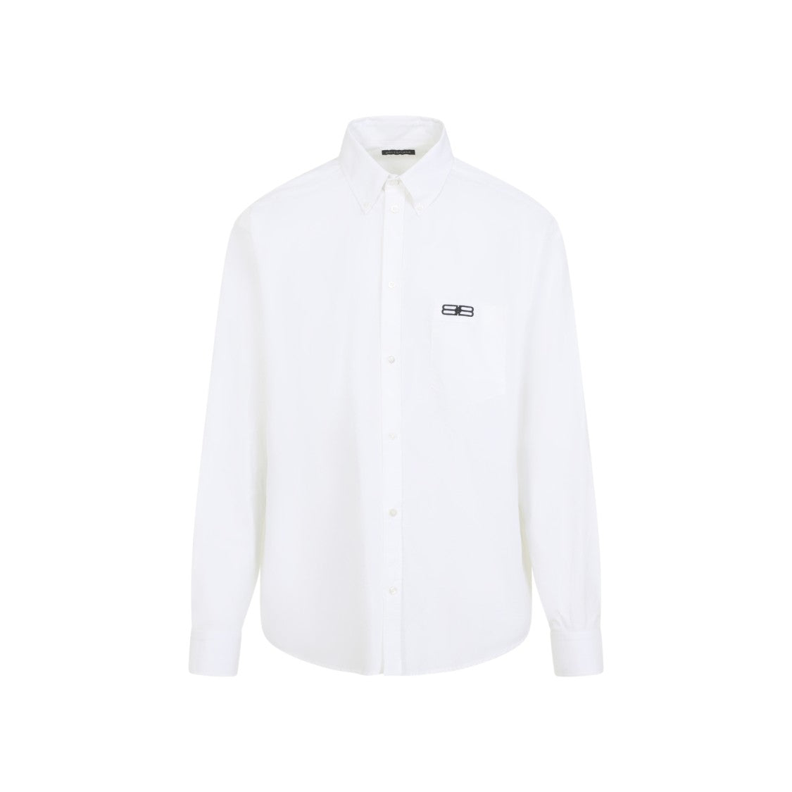 Balenciaga Classic White Button-Up Shirt With Embroidered Logo
