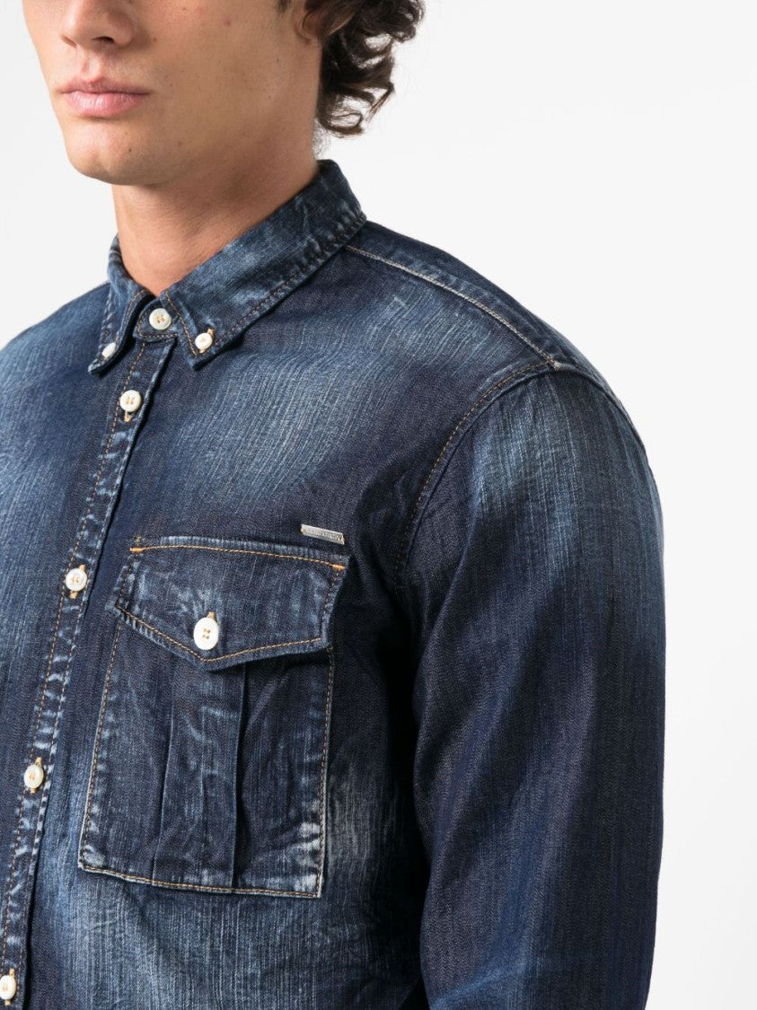 Dsquared2 Logo-Plaque Denim Shirt