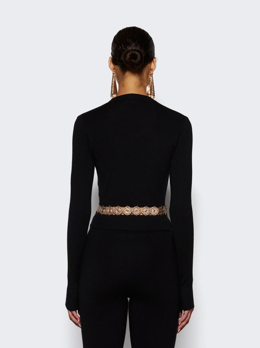 Rabanne Ribbed Knit Cardigan Black