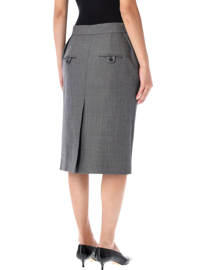 Magda Butrym Tailored Midi Skirt With Structured Waistband And Subtle Pleat