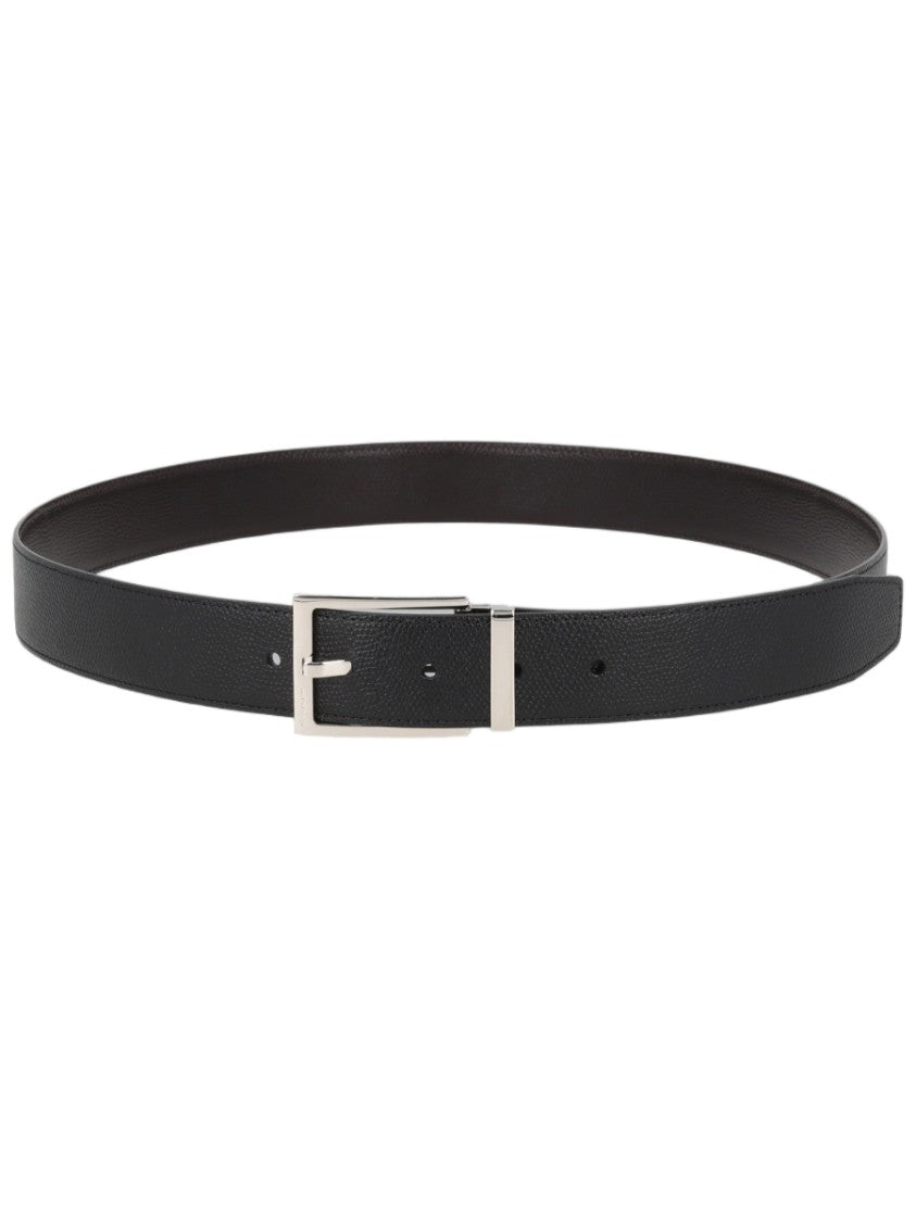 Ferragamo Black Polished Calf Leather Belt