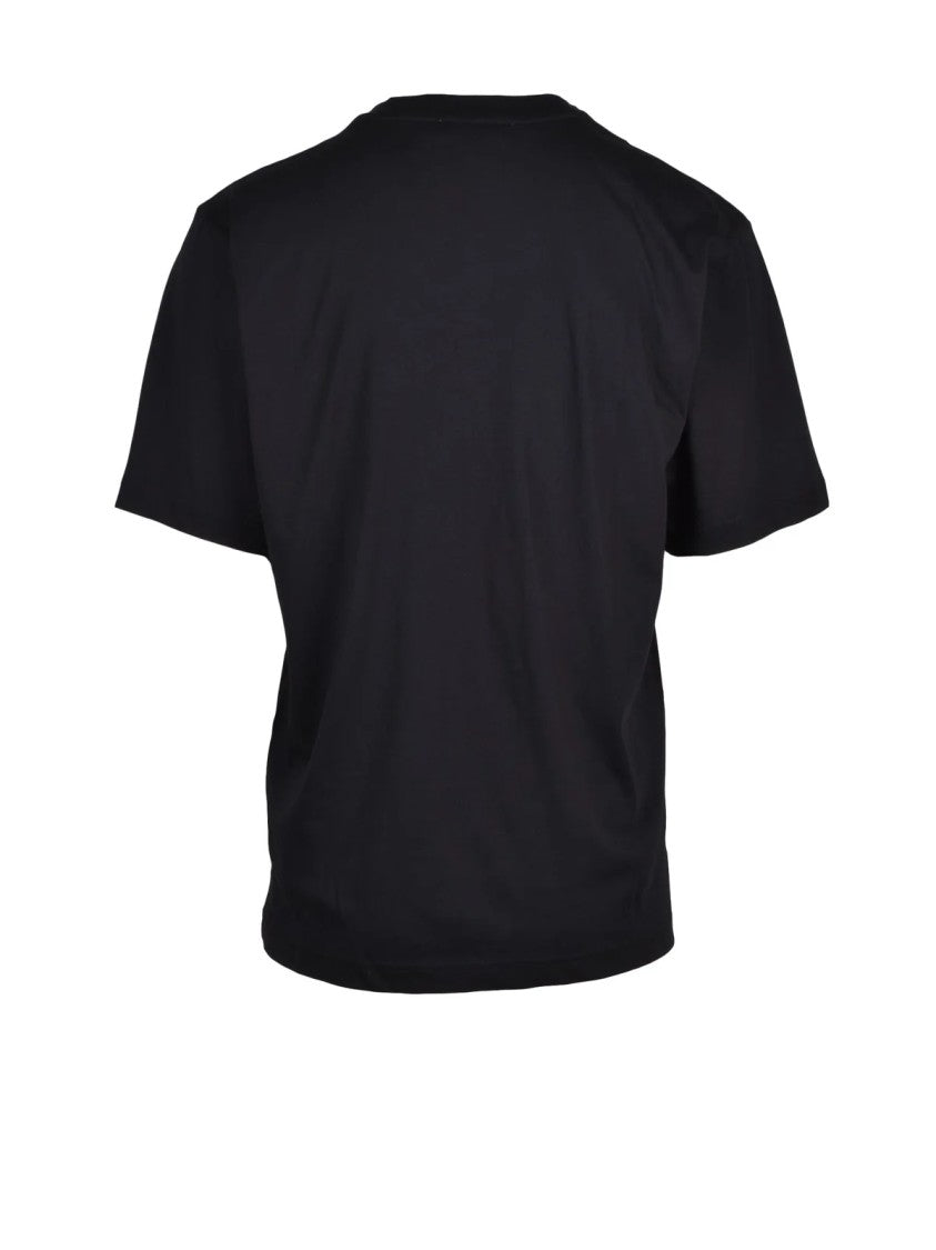 Dolce & Gabbana Black Geometric Logo Patch Cotton T-Shirt
