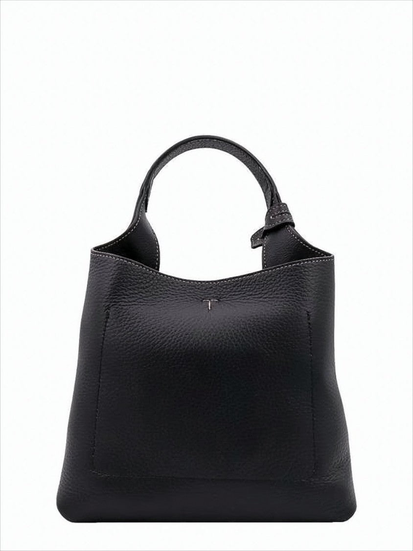 Tod's Textured Calf Leather Shoulder Bag With Metallic Charm