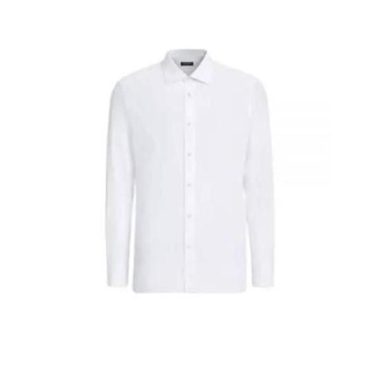 Ermenegildo Zegna Timeless White Long-Sleeve Shirt With Pointed Collar And Tailored Fit