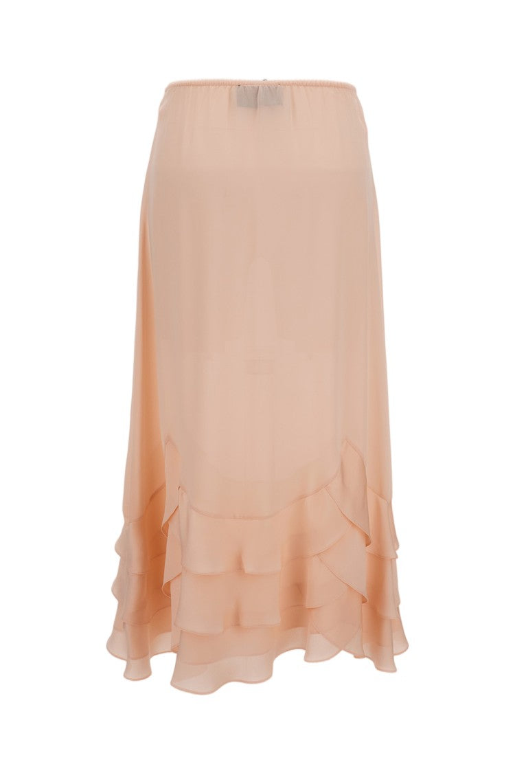 Simone Rocha Pale Pink Tiered Scalloped Silk Maxi Skirt
