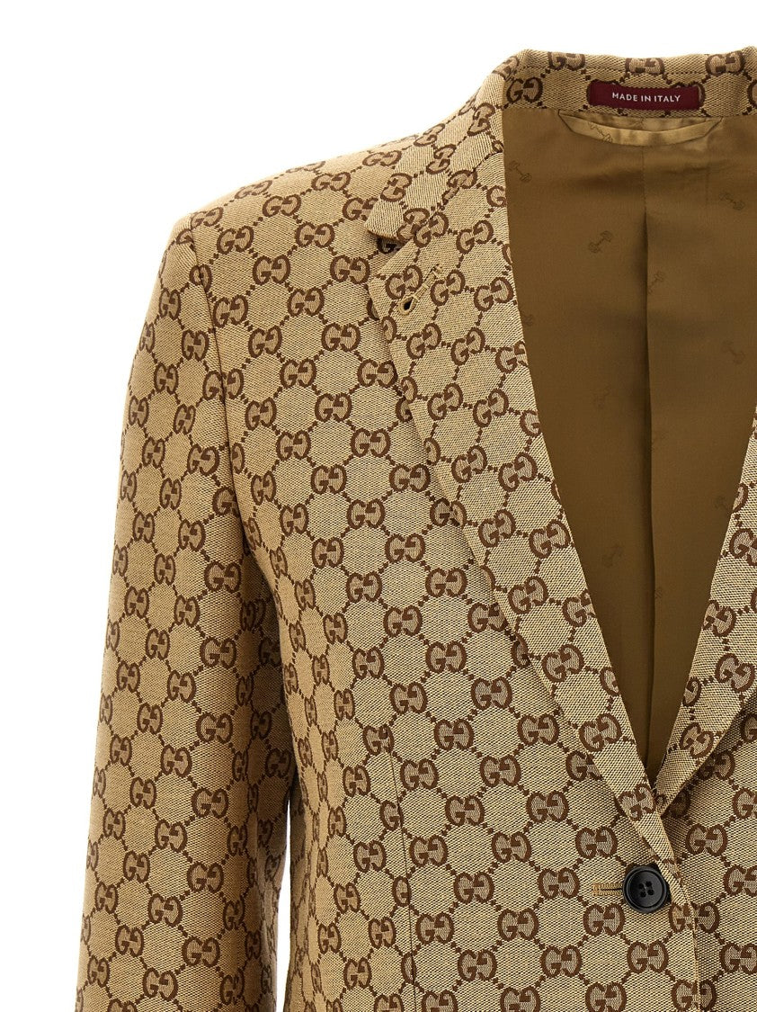 Gucci Single-Breasted Blazer In Original 'Gg' Fabric