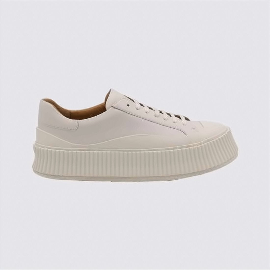 Jil Sander Minimalist White Calf Leather Sneakers