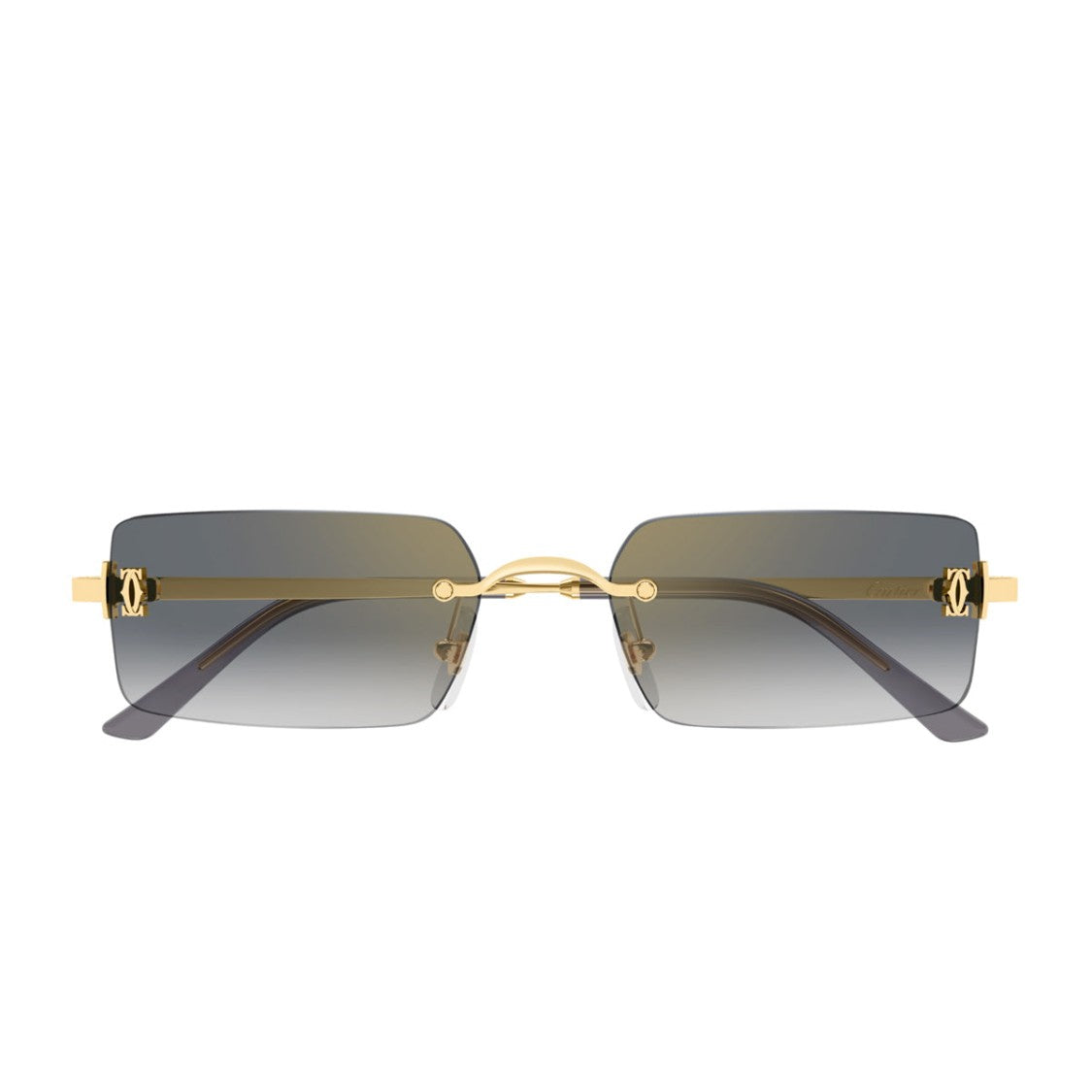 Cartier Gradient Grey Lens Rimless Sunglasses With Gold-Toned Frame