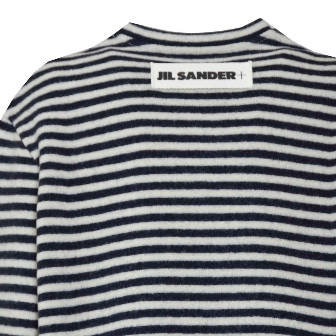 Jil Sander White And Blue Striped Wool Crewneck Sweater