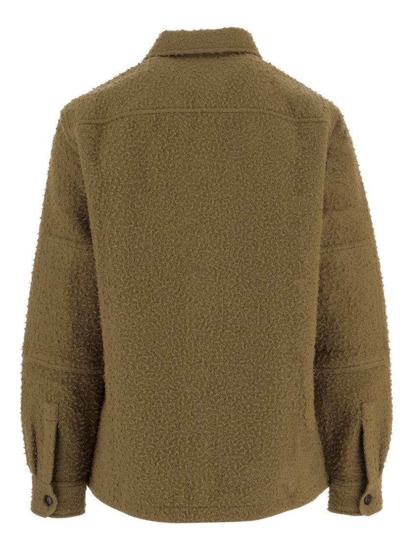Woolrich X Black Label Teddy-Textured Button-Up Shirt Jacket With Classic Collar And Flap Pockets