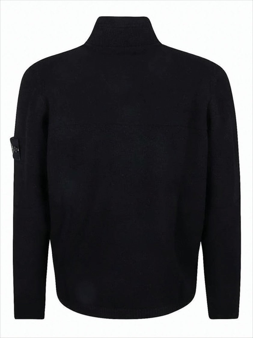 Stone Island Half-Zip High Collar Black Sweater