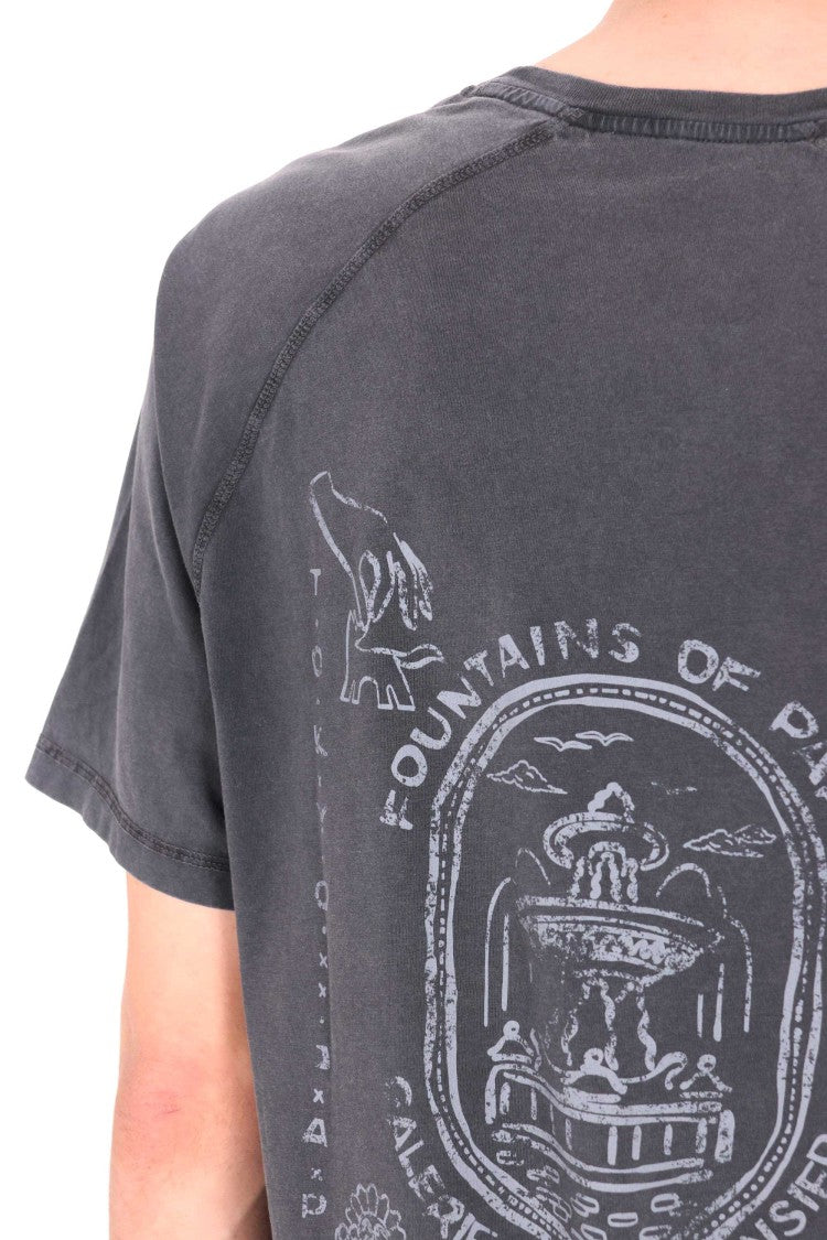 Maison Kitsuné Fountain Stamp Faded Cotton T-Shirt