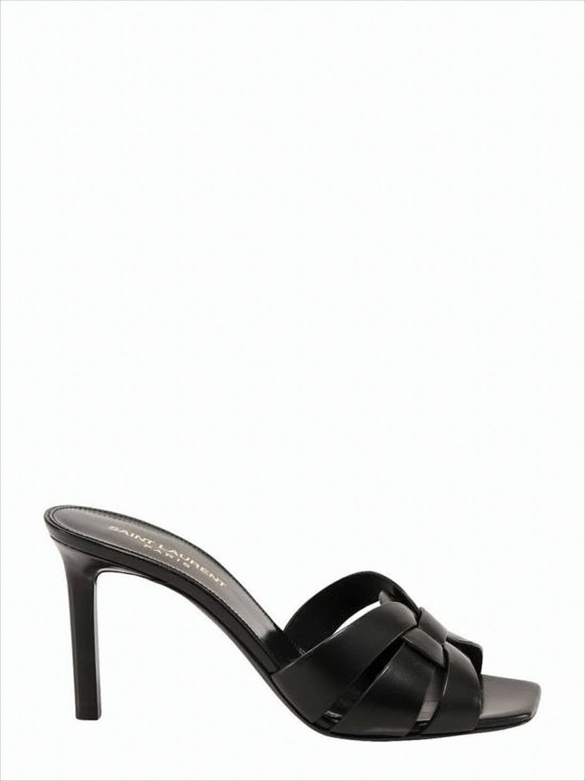Saint Laurent Mid-Height Stiletto Mule Sandals With Intertwined Leather Straps