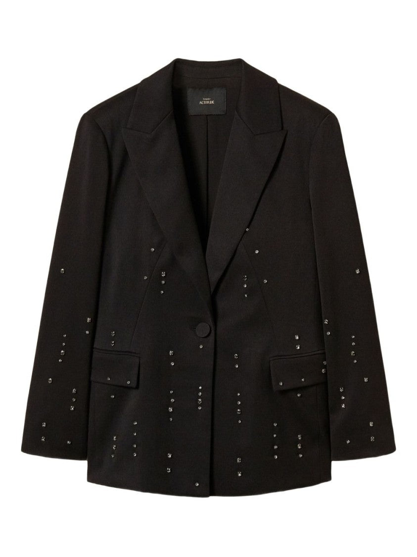 Twin-Set Tailored Black Blazer With Embellished Accents