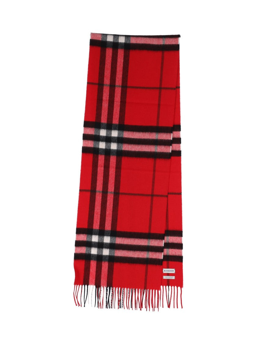 Burberry Red Check Brushed Cashmere Scarf