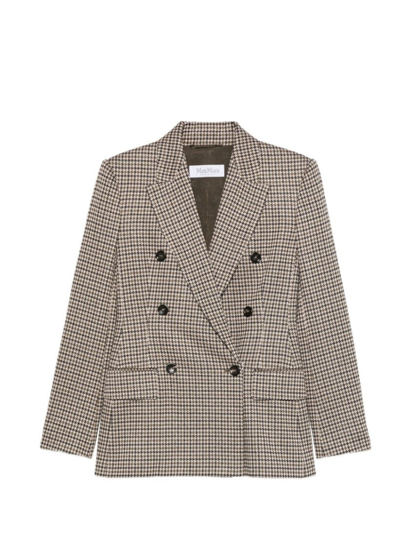 Max Mara Double-Breasted Houndstooth Silk-Nylon Blazer