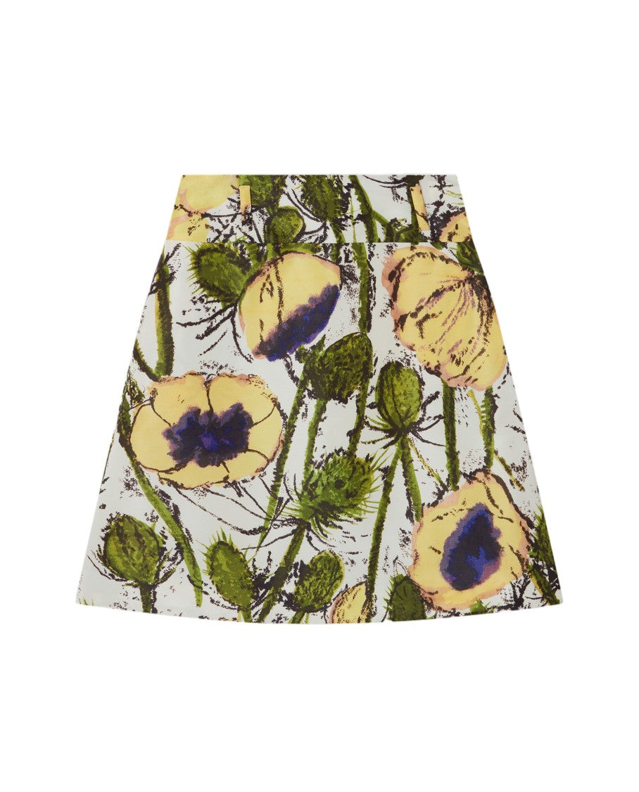 Wales Bonner Floral Print Mini Skirt With A-Line Silhouette