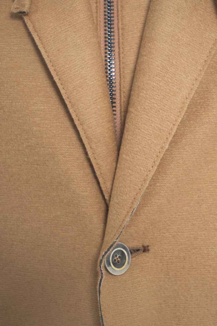 Bob Tailored Camel Blazer With Hood And Concealed Zipper
