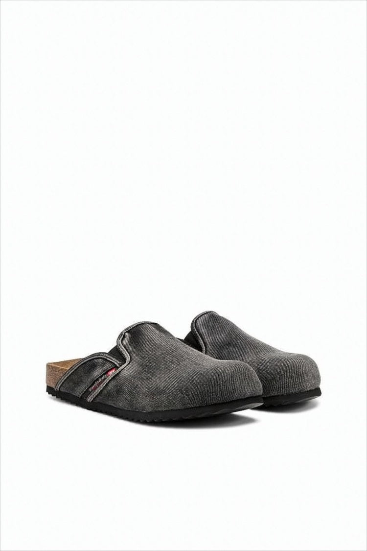 Diesel Textured Grey Mules With Vintage Aesthetic