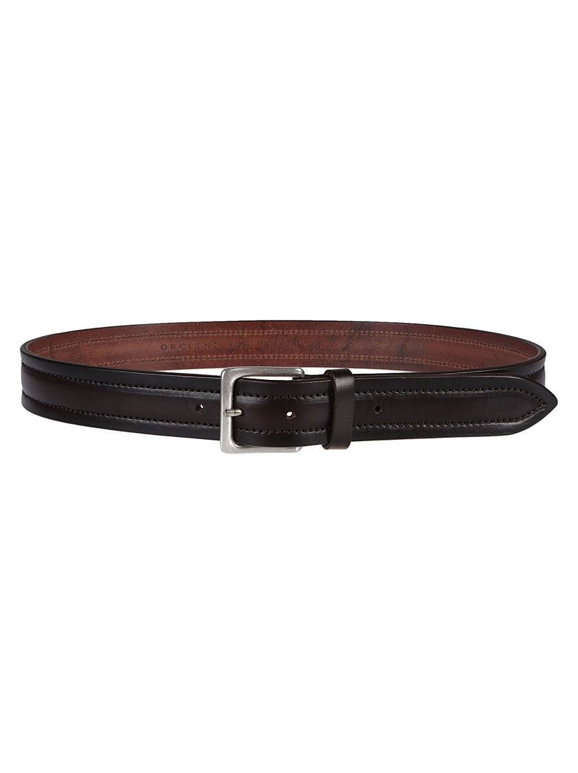 Orciani Sleek Calf Leather Belt With Polished Silver Buckle