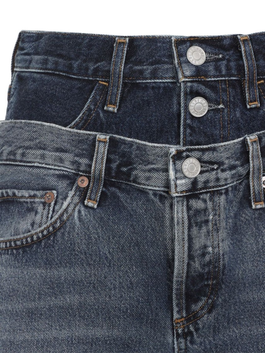 Agolde Relaxed Fit Straight-Leg Dual-Layer Denim Jeans