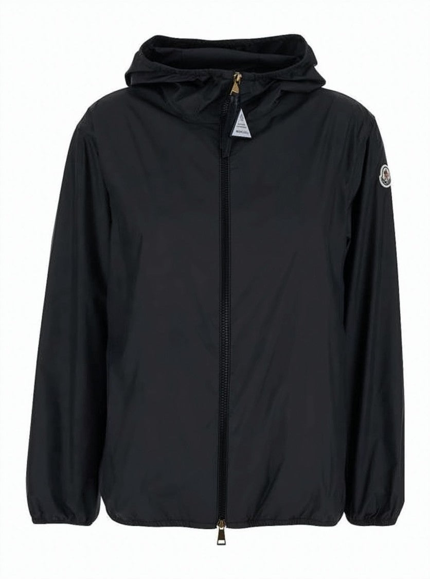 Moncler Black Jacket With Hood And Zipper Closure