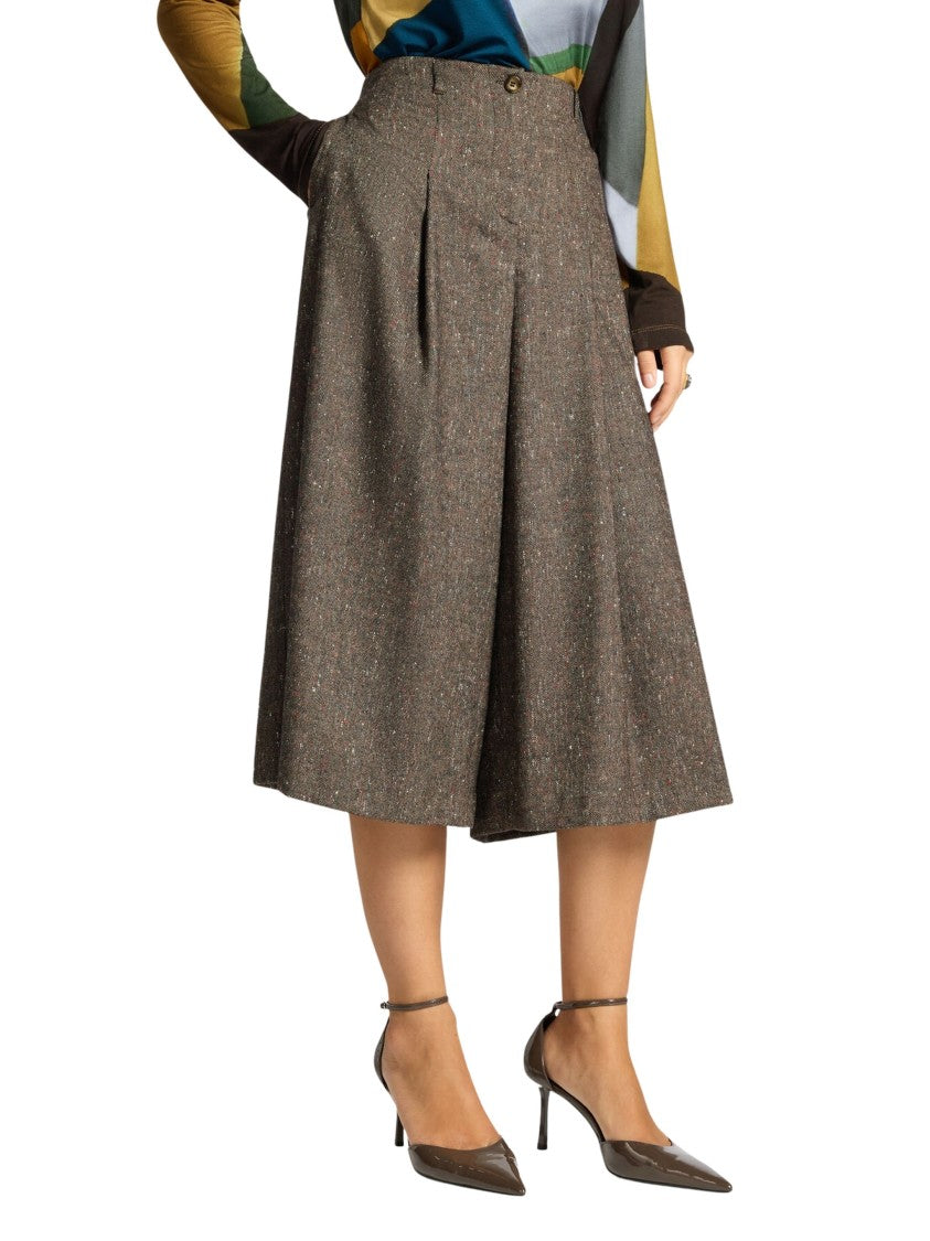 Elena Miro` Tailored Tweed-Blend Wide-Leg Pants