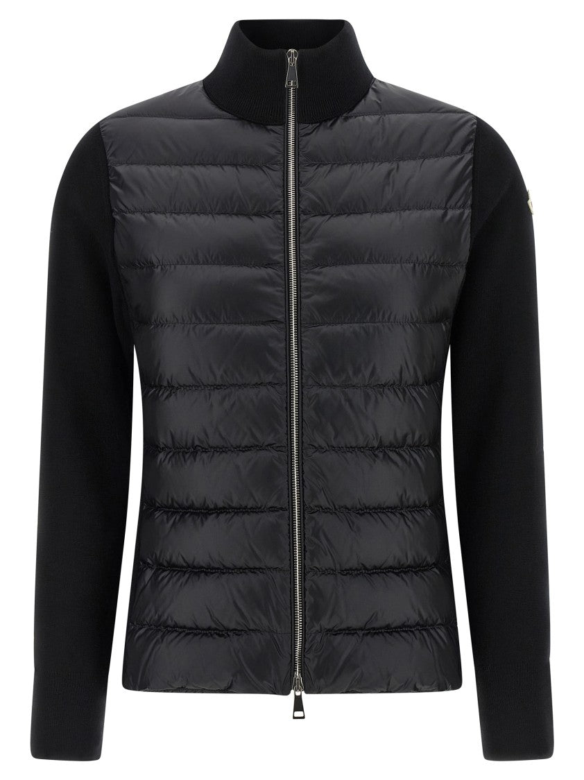 Moncler Quilted Vest-Style Cardigan With High Neck And Feather Padding