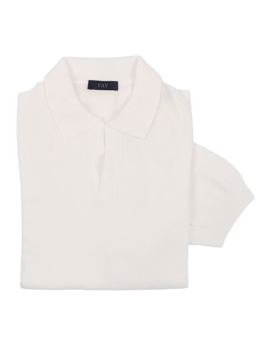 Fay White Pimpy Maglia Spugna Polo Shirt