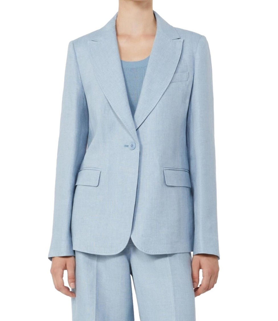 Max Mara Light Blue Wkdnalut Wool Jacket